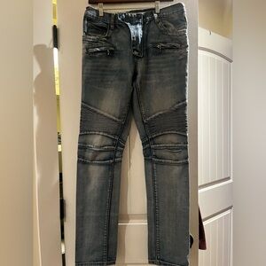 Balmain Distressed light blue Skinny Jeans
